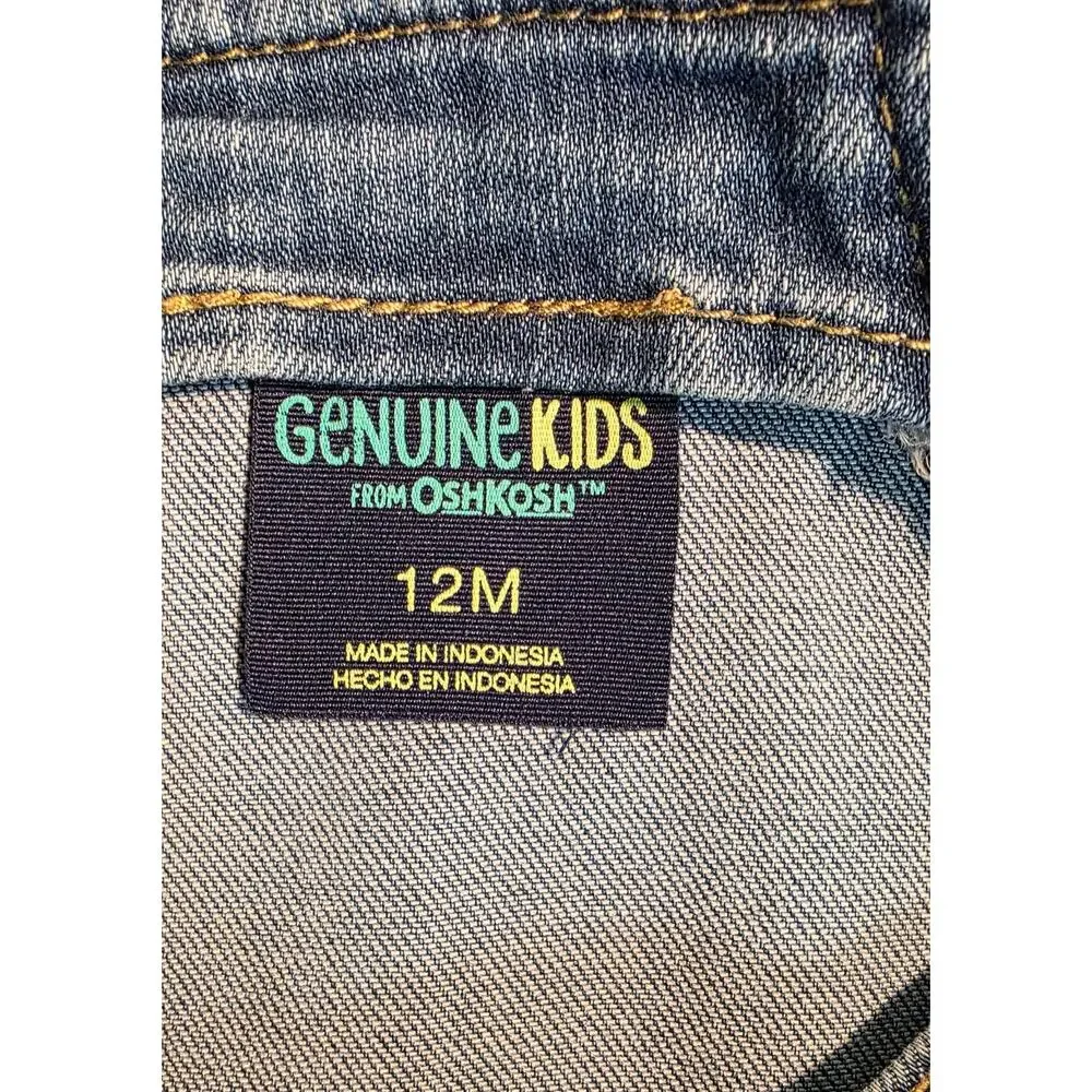Genuine Kids Oshkosh B'gosh Overalls Size 12months  Denim Floral‎ Embroidered